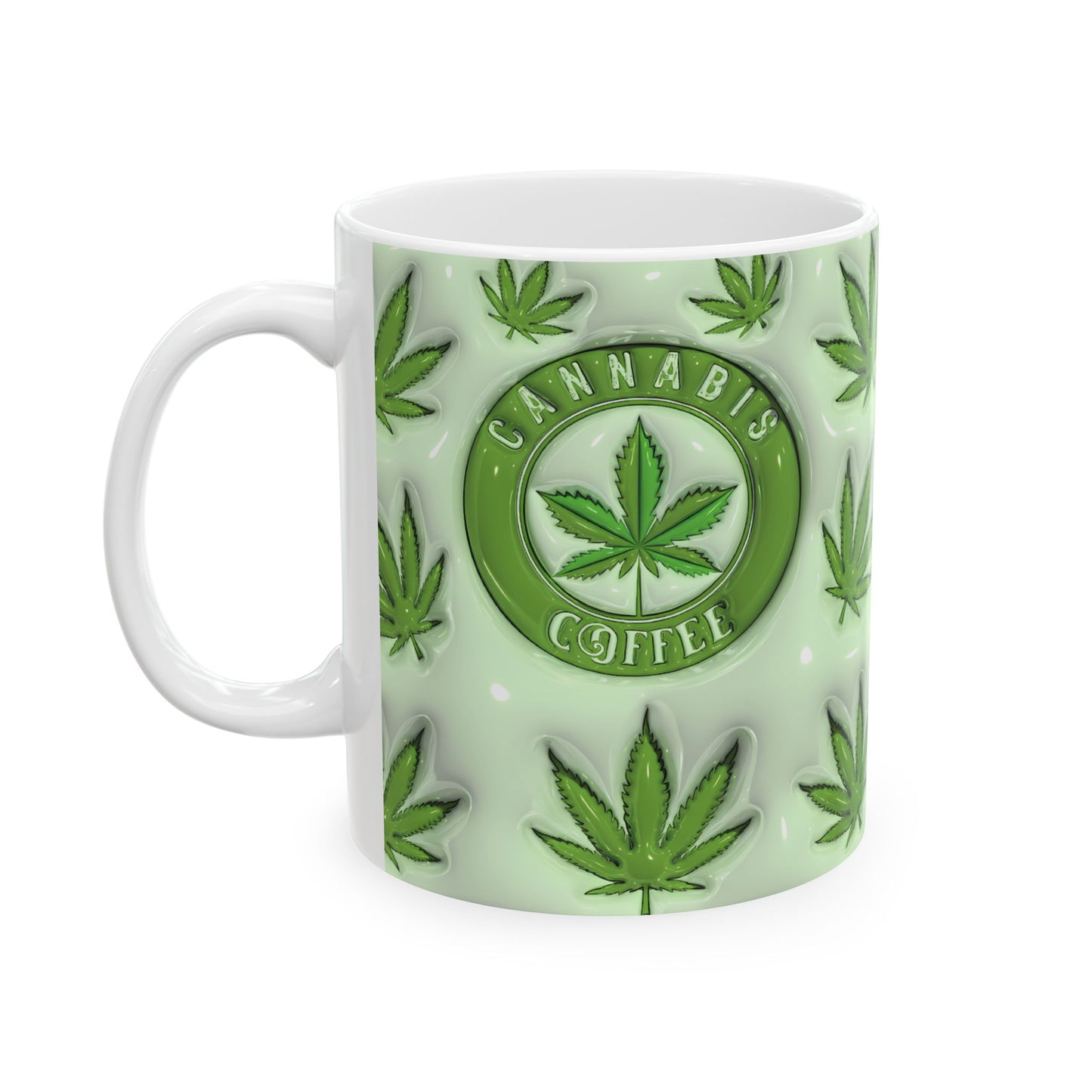 Cannabis Leaf Ceramic Mug - Perfect for Coffee Lovers, Stoner Gifts, Unique Kitchen Decor, and Greenery Enthusiasts
