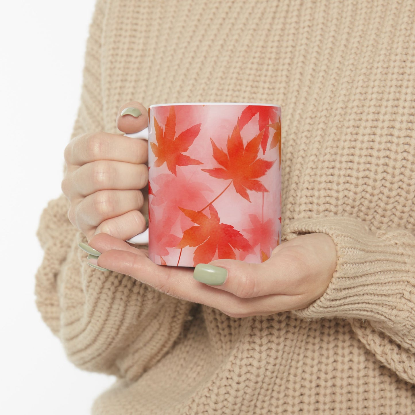 Autumn Leaves Ceramic Mug - Cozy Fall Vibe Coffee Cup 11oz