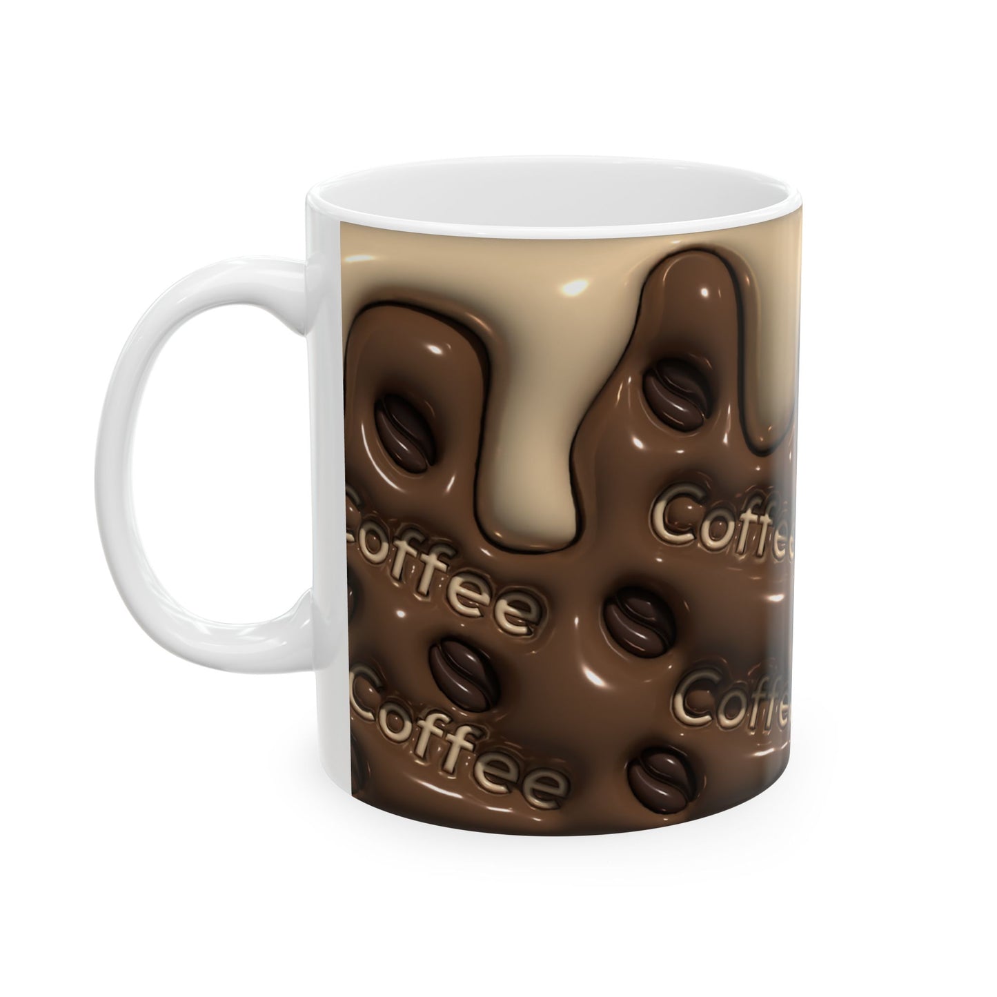 Coffee Drizzle Ceramic Mug - Fun Hot Beverage Cup for Coffee Lovers