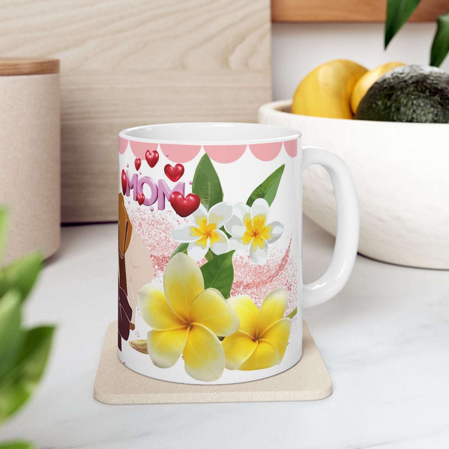 Mother's Day Ceramic Mug - Floral Design with Dog Lover Theme - Perfect Gift for Moms