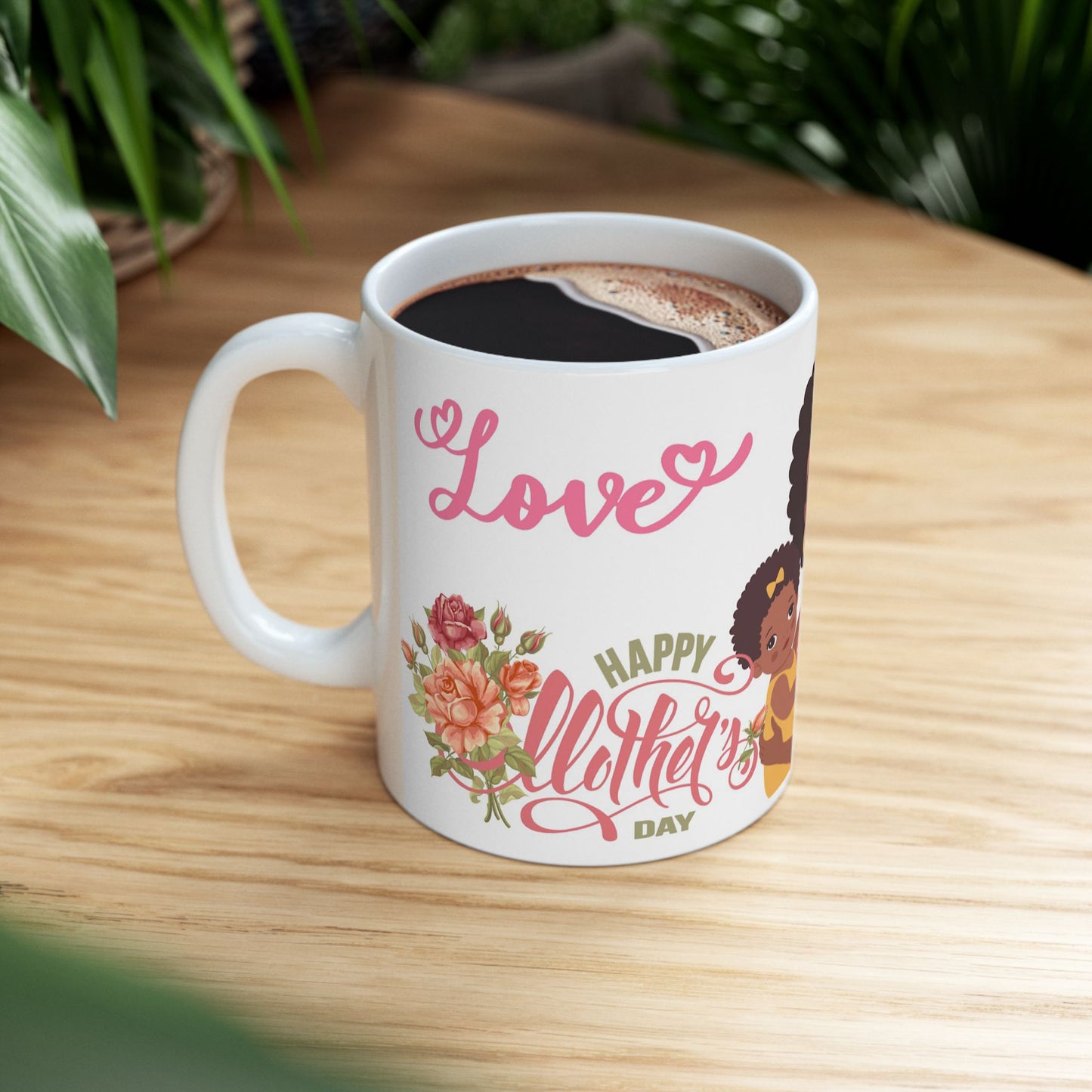 Happy Mother's Day Ceramic Mug with Floral Design