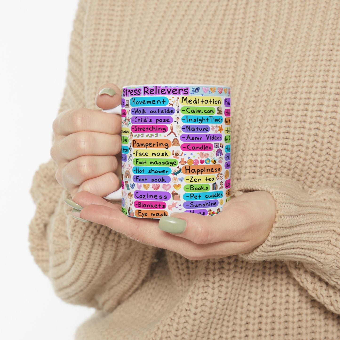 Colorful Ceramic Mug - Uplifting Affirmations & Favorites for Self-Care