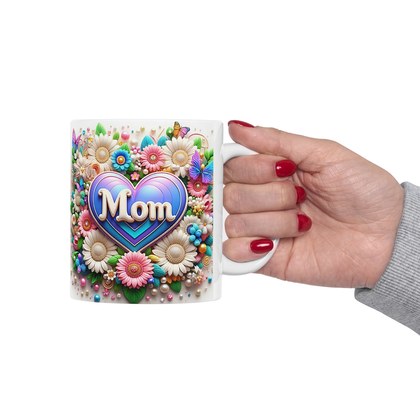 Floral Butterflies Mug - Colorful Ceramic Coffee Cup for Mother's Day and Spring Celebrations