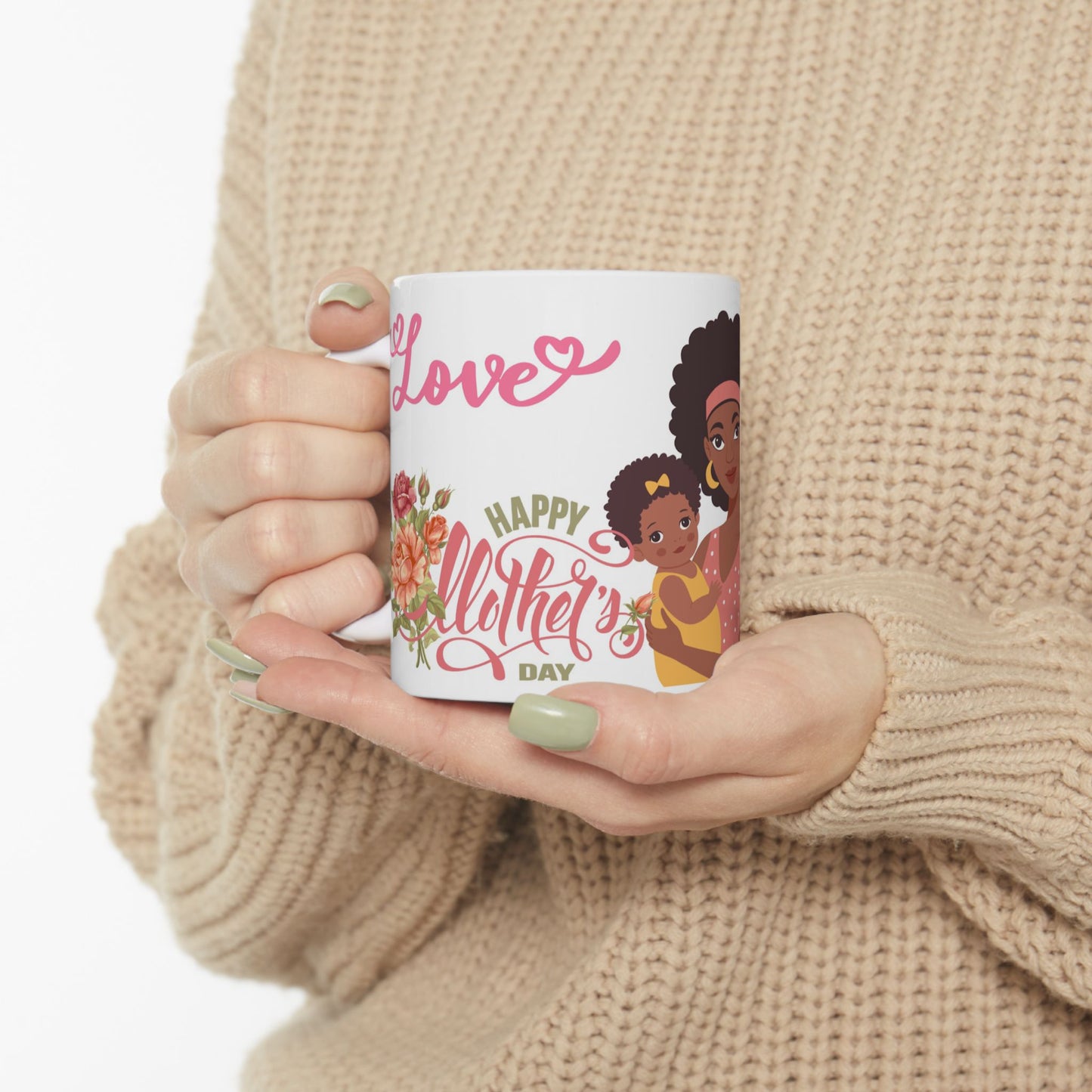 Happy Mother's Day Ceramic Mug with Floral Design