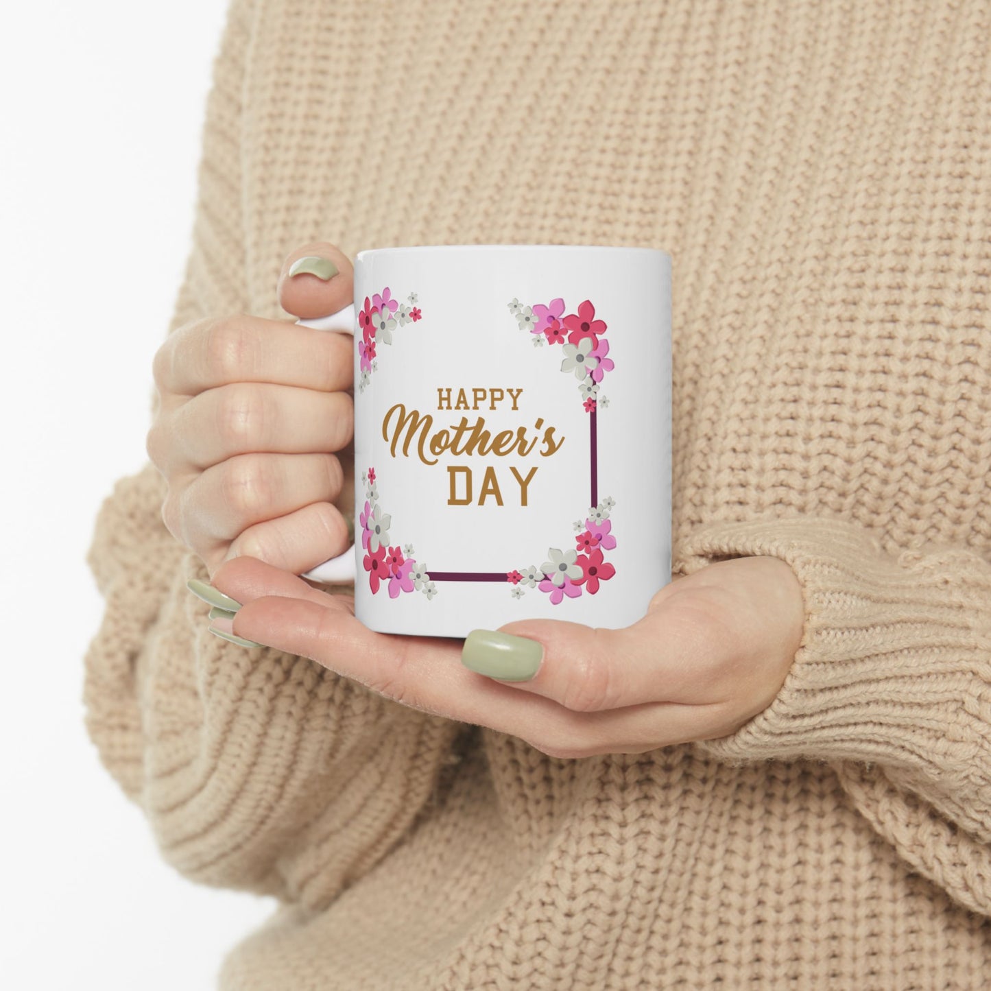 Happy Mother's Day Floral Ceramic Mug - Perfect Gift for Mom