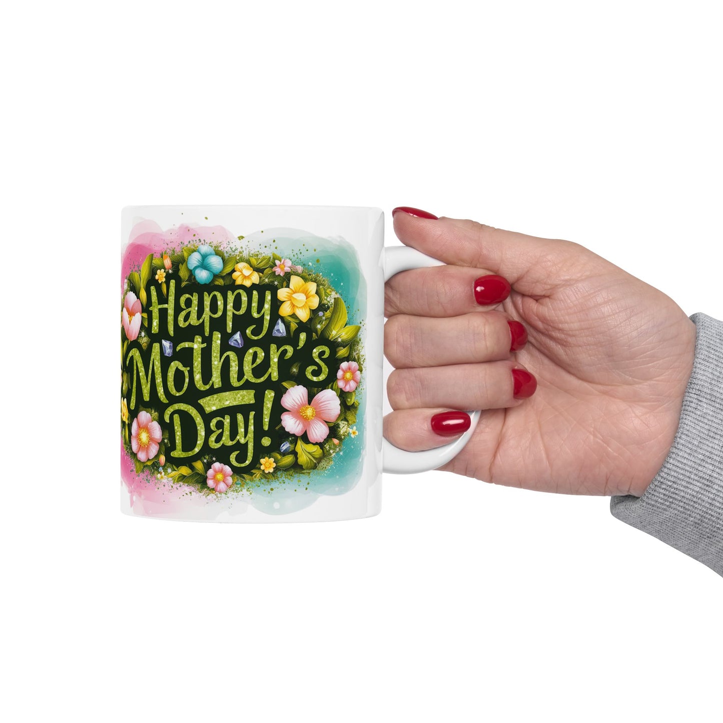 Happy Mother's Day Floral Ceramic Mug - 11oz Perfect Gift for Moms
