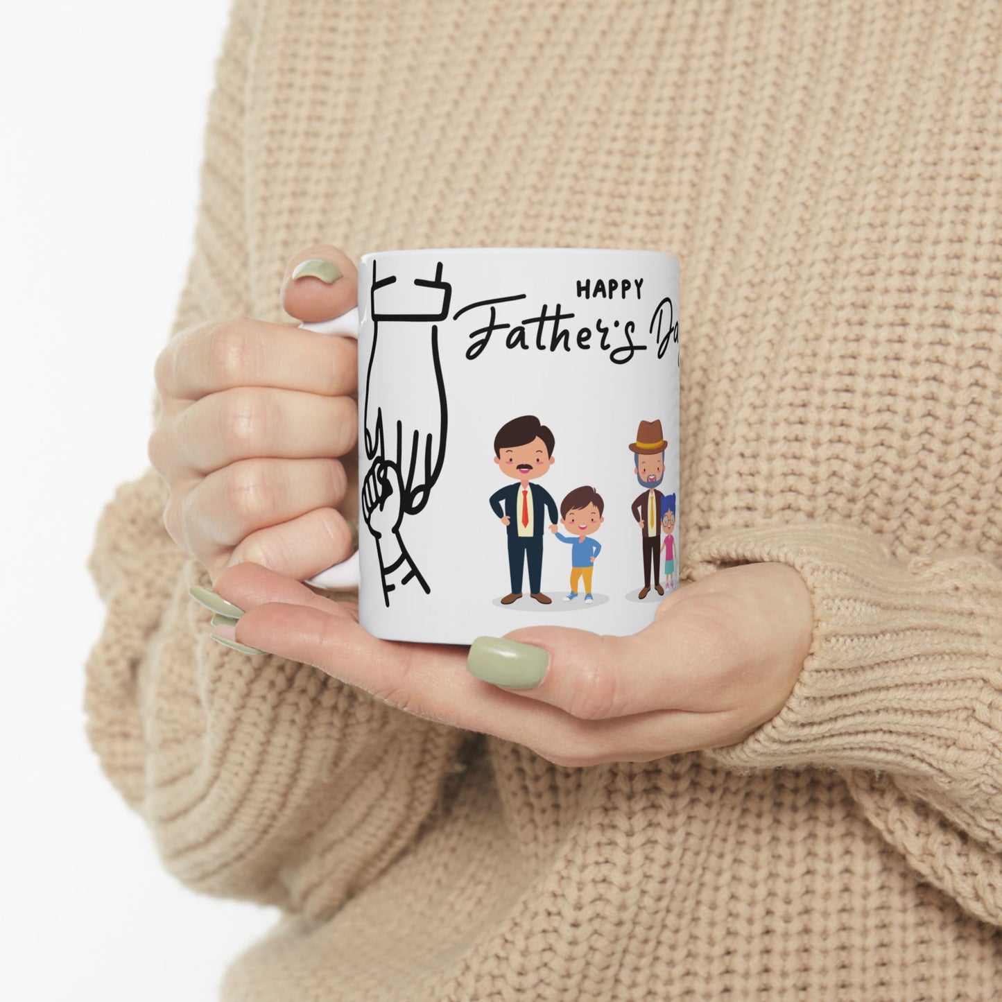 Happy Father's Day Ceramic Mug - Fun Family Design