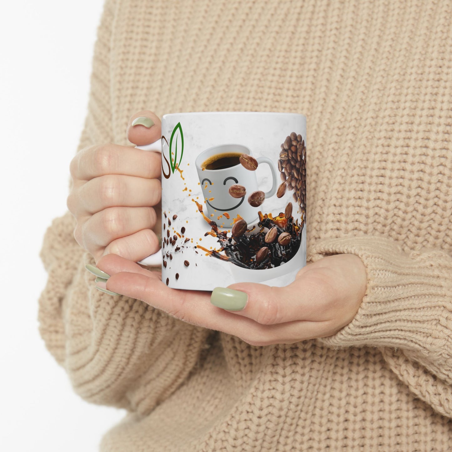 Coffee Lover's Ceramic Mug - Heart Coffee Design - Perfect for Café Time