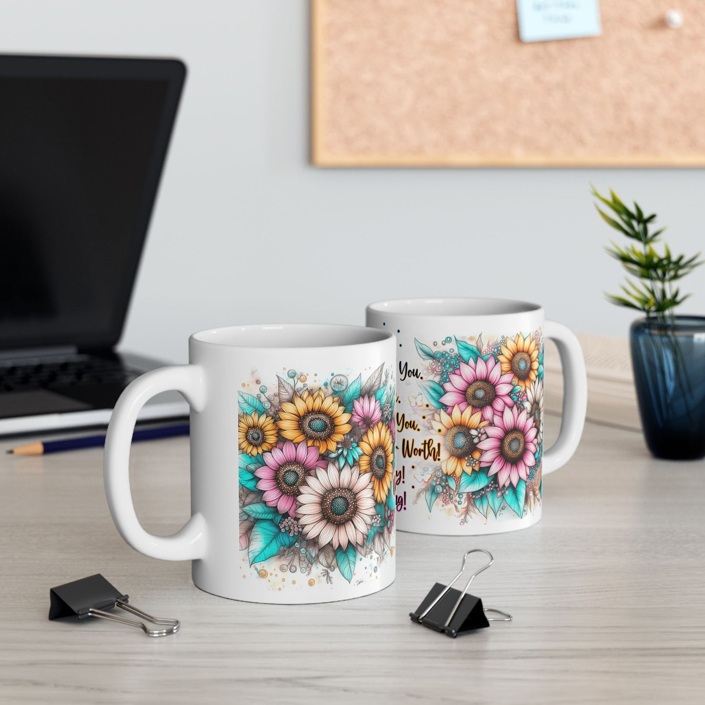 Inspiring Floral Ceramic Mug - Motivational Quotes for Positivity