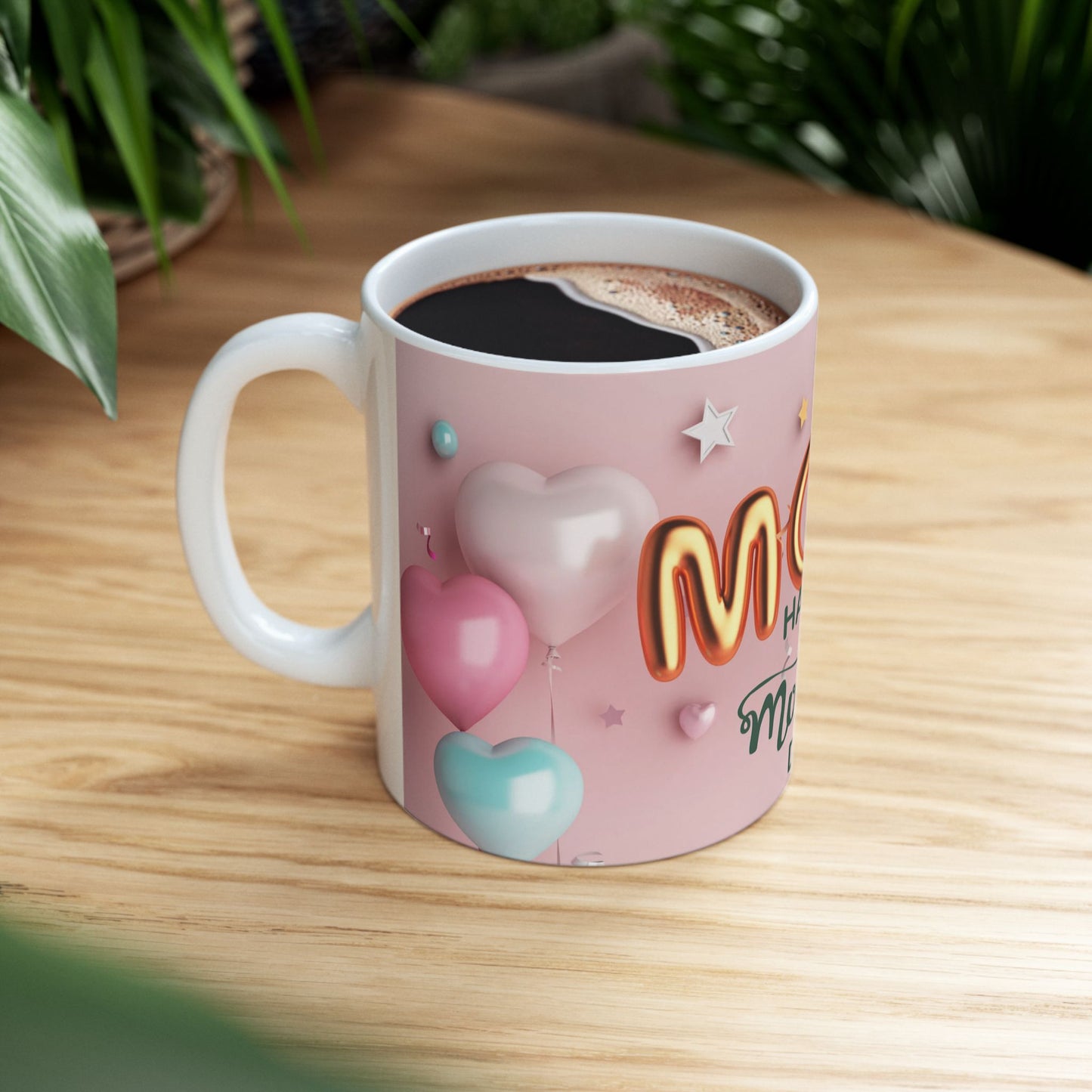 Happy Mother's Day Ceramic Mug - Fun Balloon Design for Moms
