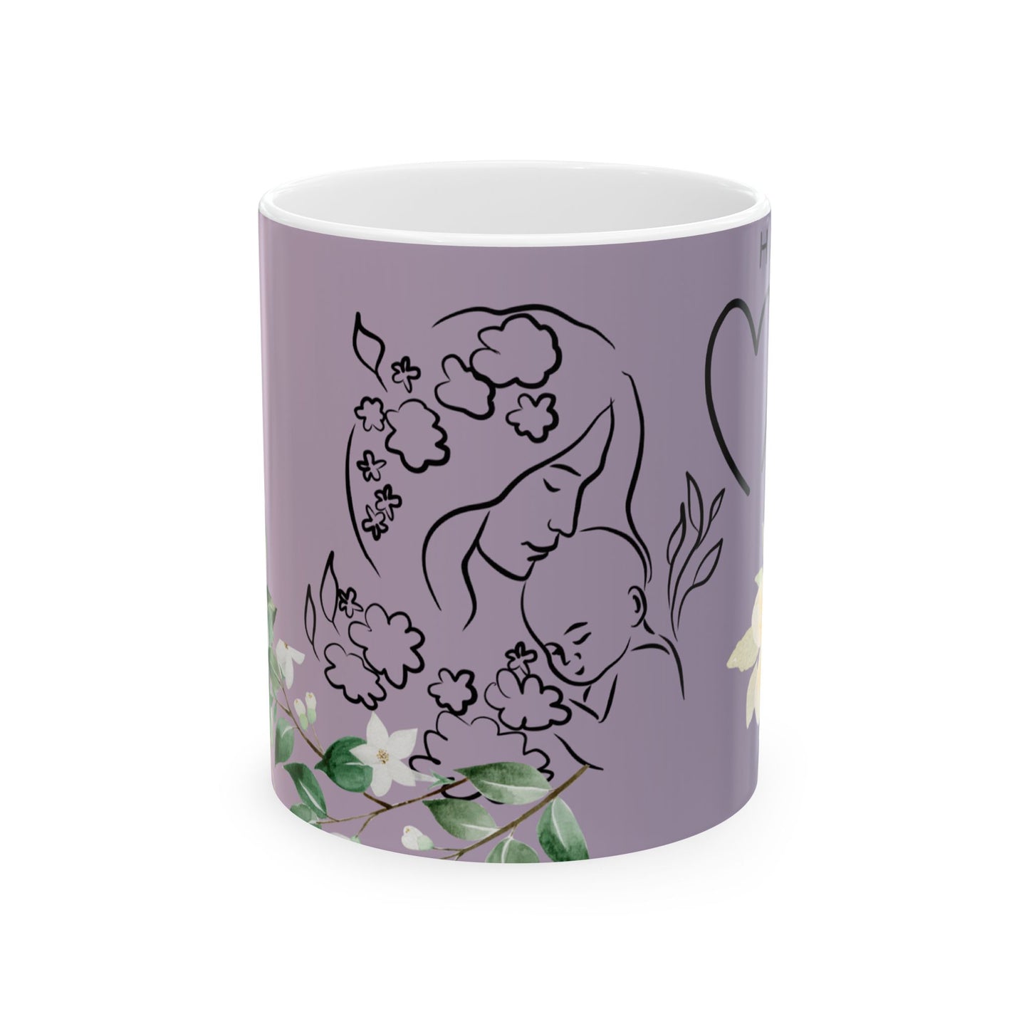 Floral Mother's Day Ceramic Mug - Perfect Gift for Mom, Elegant Tea Cup, Personalized Coffee Mug, Birthday Present, Housewarming Gift