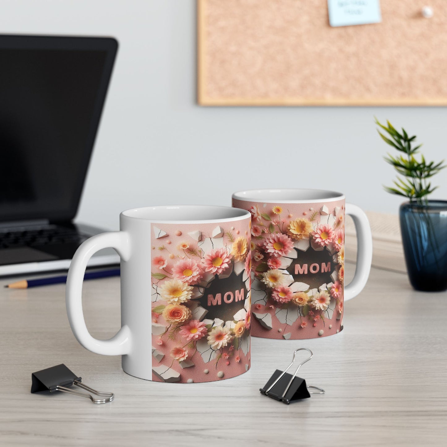 Floral Breakthrough Ceramic Mug - 11oz