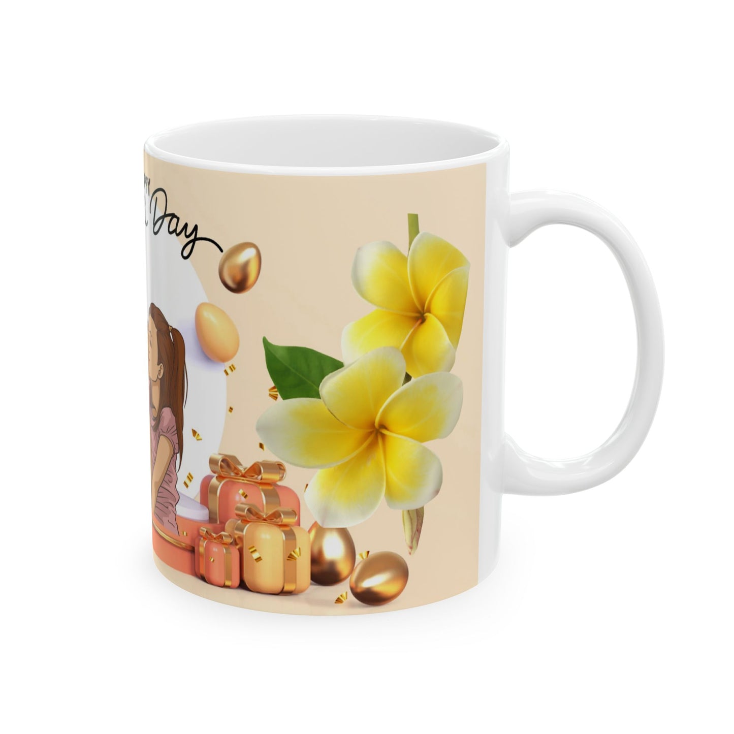 Happy Mother's Day Ceramic Mug – Floral Design, Perfect Gift for Moms