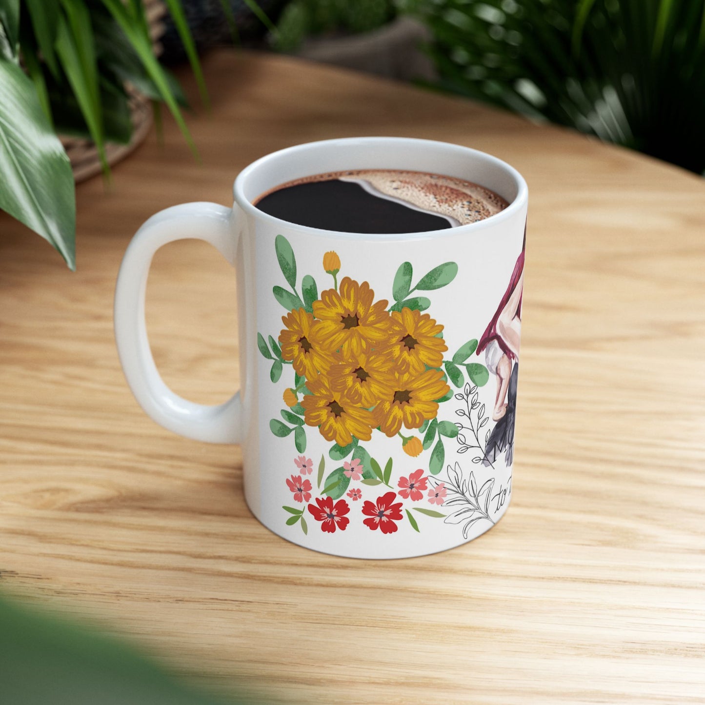 Mother's Day Ceramic Mug - Floral Design - Gift for Mom