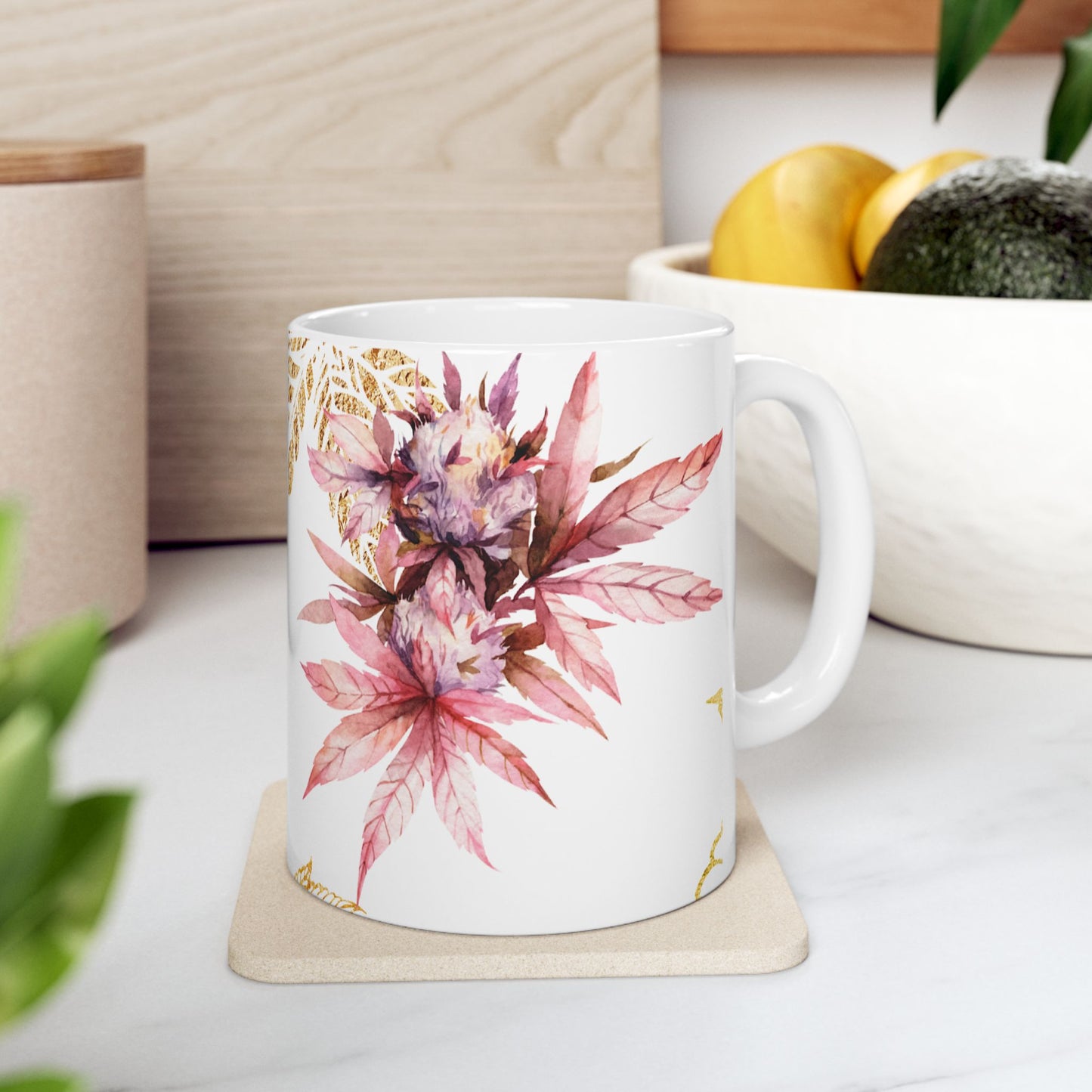 Elegant Floral Ceramic Mug - 11oz