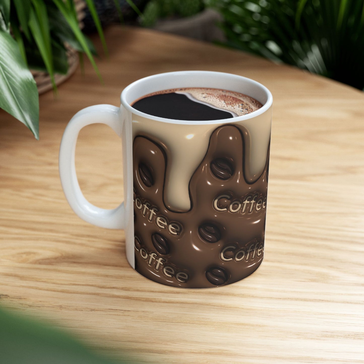 Coffee Drizzle Ceramic Mug - Fun Hot Beverage Cup for Coffee Lovers