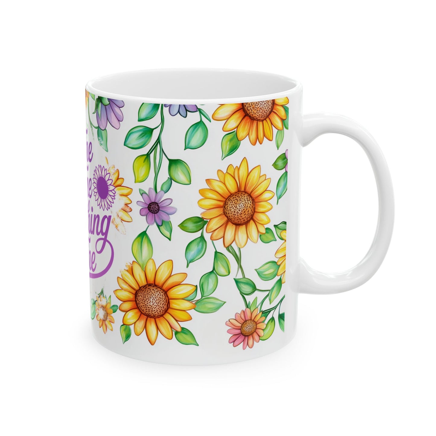 Floral Serenity Mug - "Everything is Fine" Coffee Cup