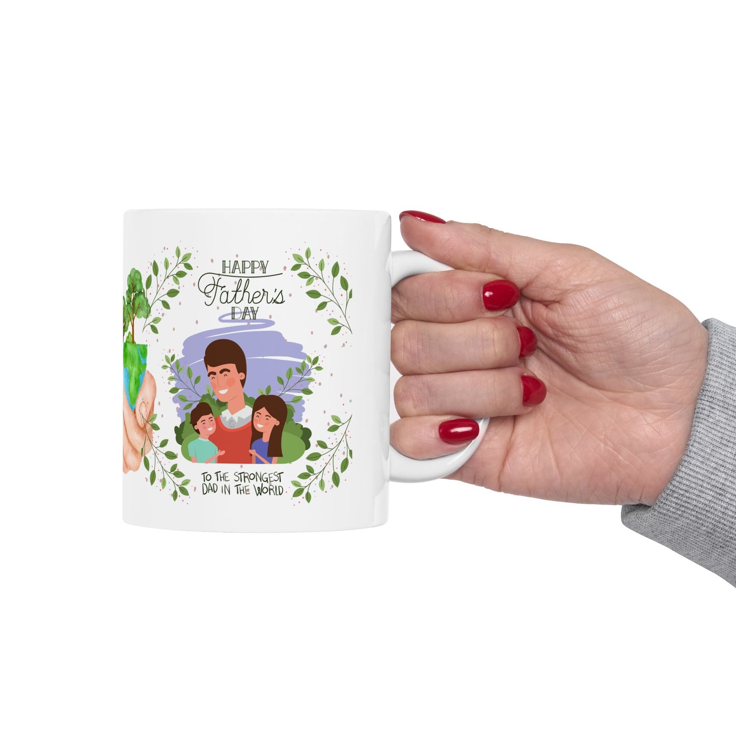Eco-Friendly Hands Holding Earth Ceramic Mug - Perfect Gift for Nature Lovers