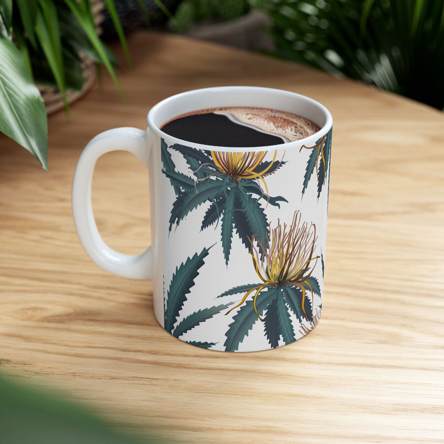 Botanical Greenery Ceramic Mug - 11oz Perfect for Coffee & Tea Lovers