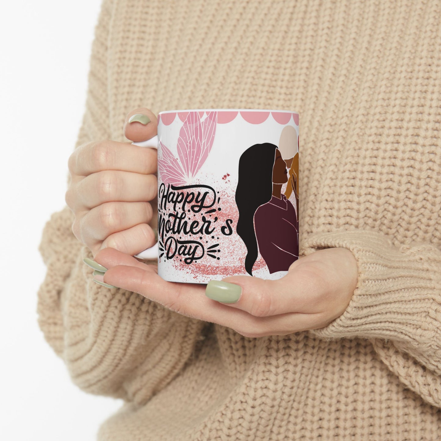 Mother's Day Ceramic Mug - Floral Design with Dog Lover Theme - Perfect Gift for Moms