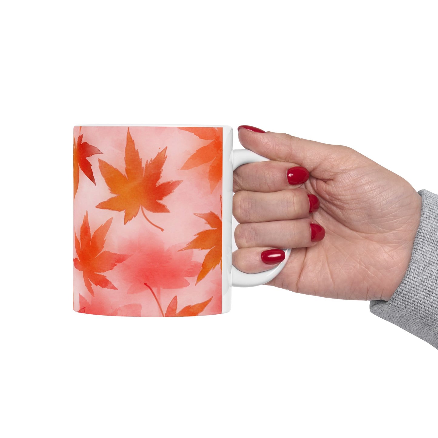 Autumn Leaves Ceramic Mug - Cozy Fall Vibe Coffee Cup 11oz