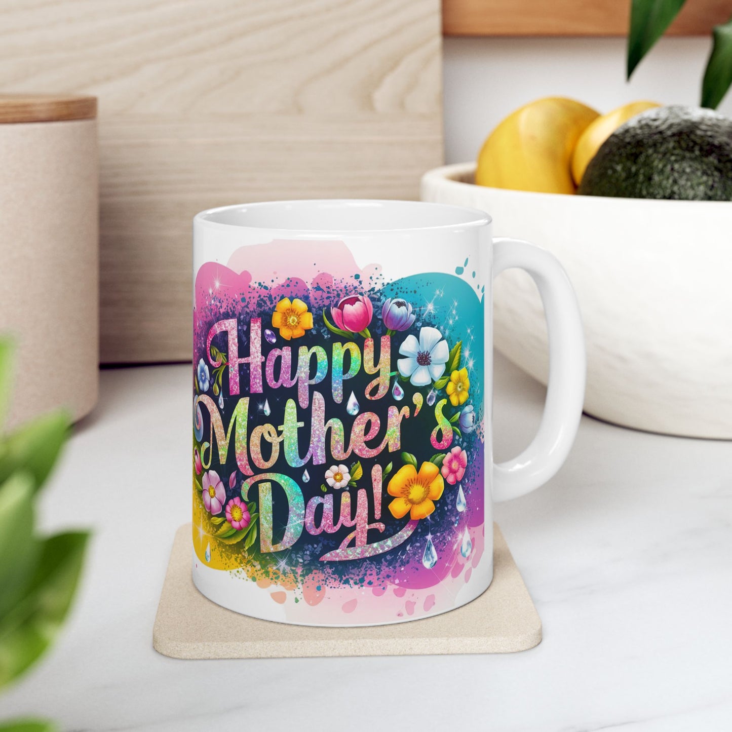 Happy Mother's Day Floral Ceramic Mug - Perfect Gift for Moms