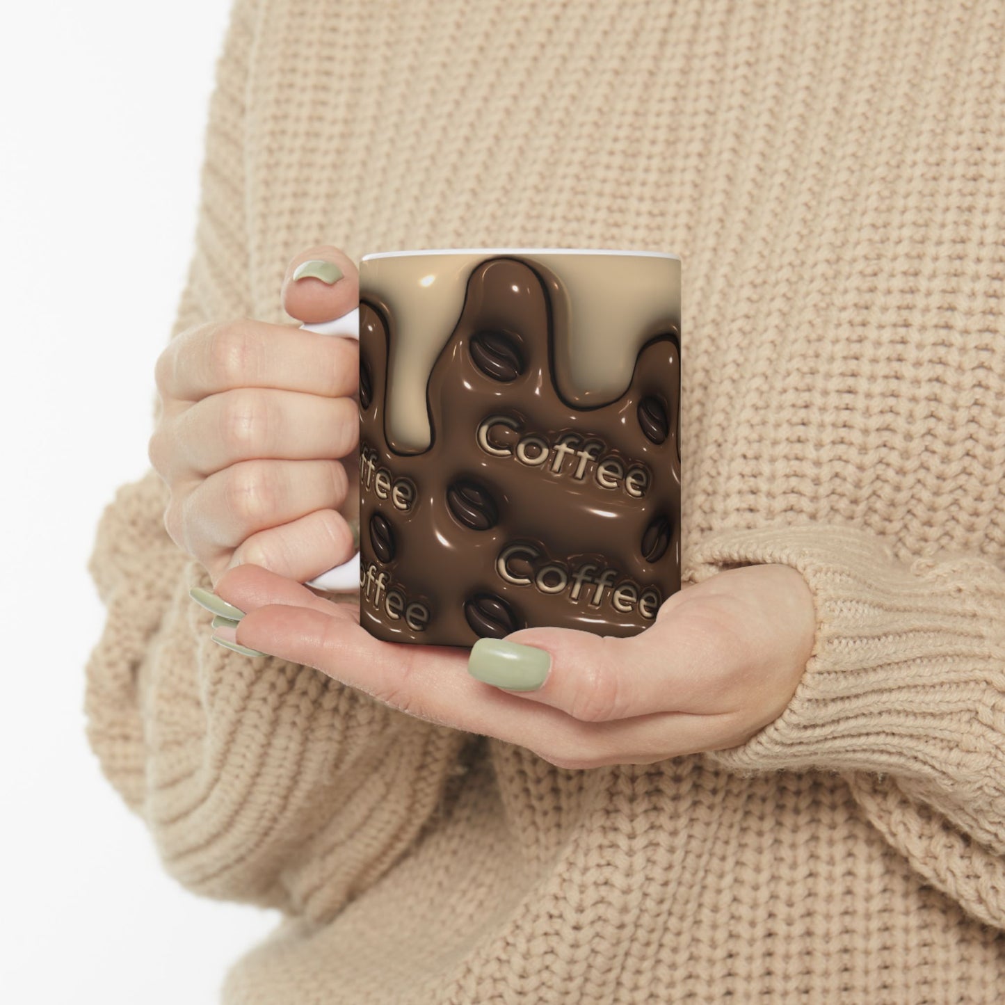 Coffee Drizzle Ceramic Mug - Fun Hot Beverage Cup for Coffee Lovers