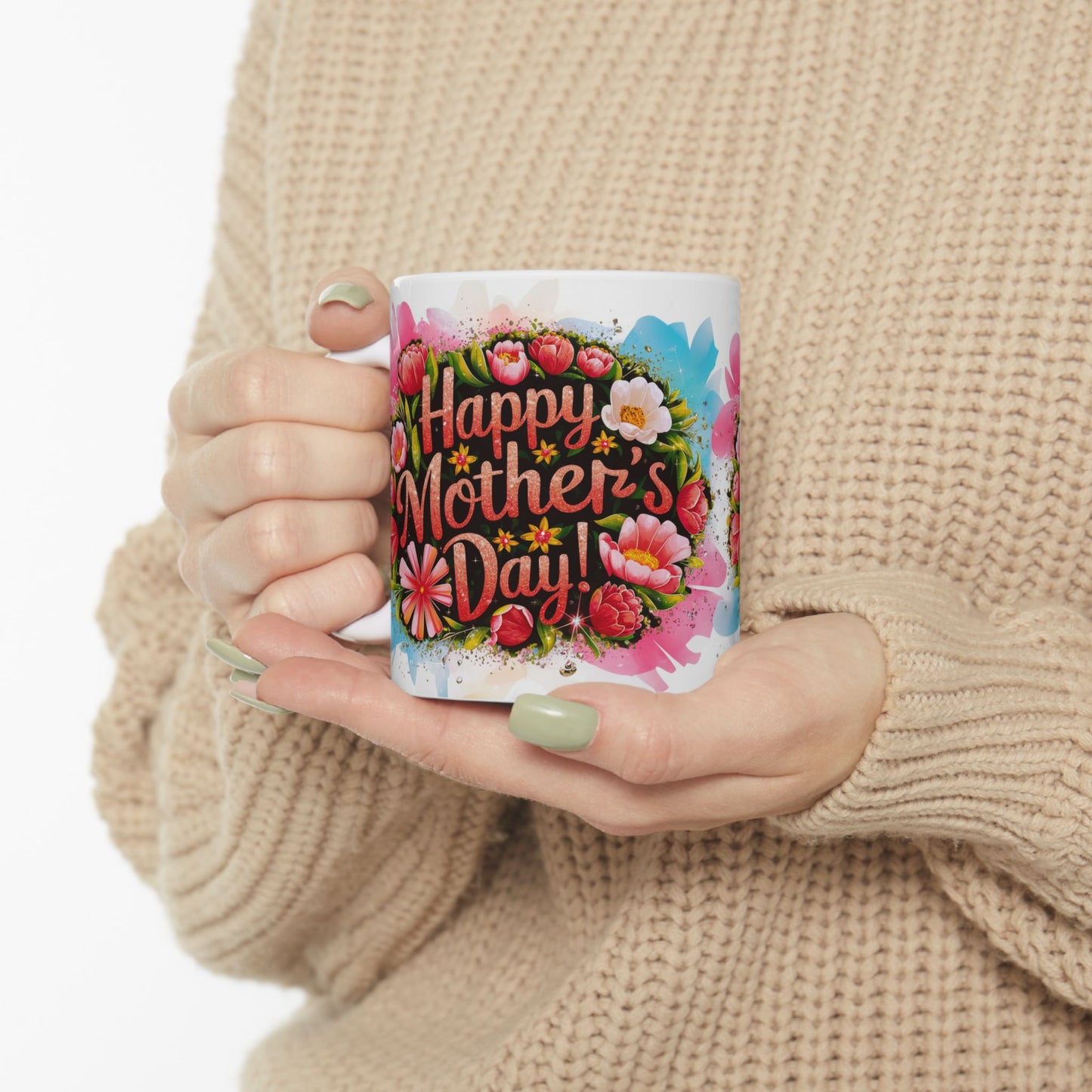Happy Mother's Day Floral Ceramic Mug - Perfect Gift for Moms