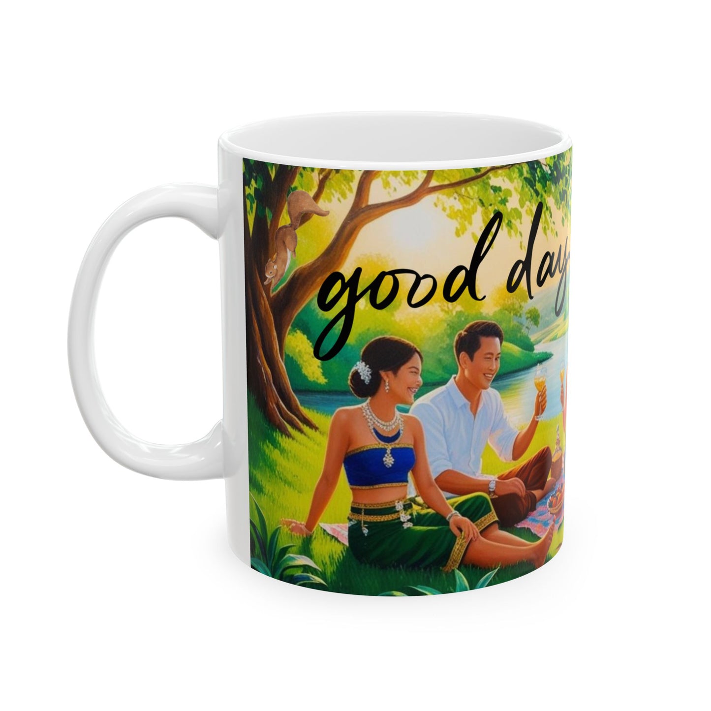 Ceramic Mug - "Good Day Life is Good" Inspirational Coffee Cup for Relaxing Moments, Perfect Gift for Friends, Home & Office