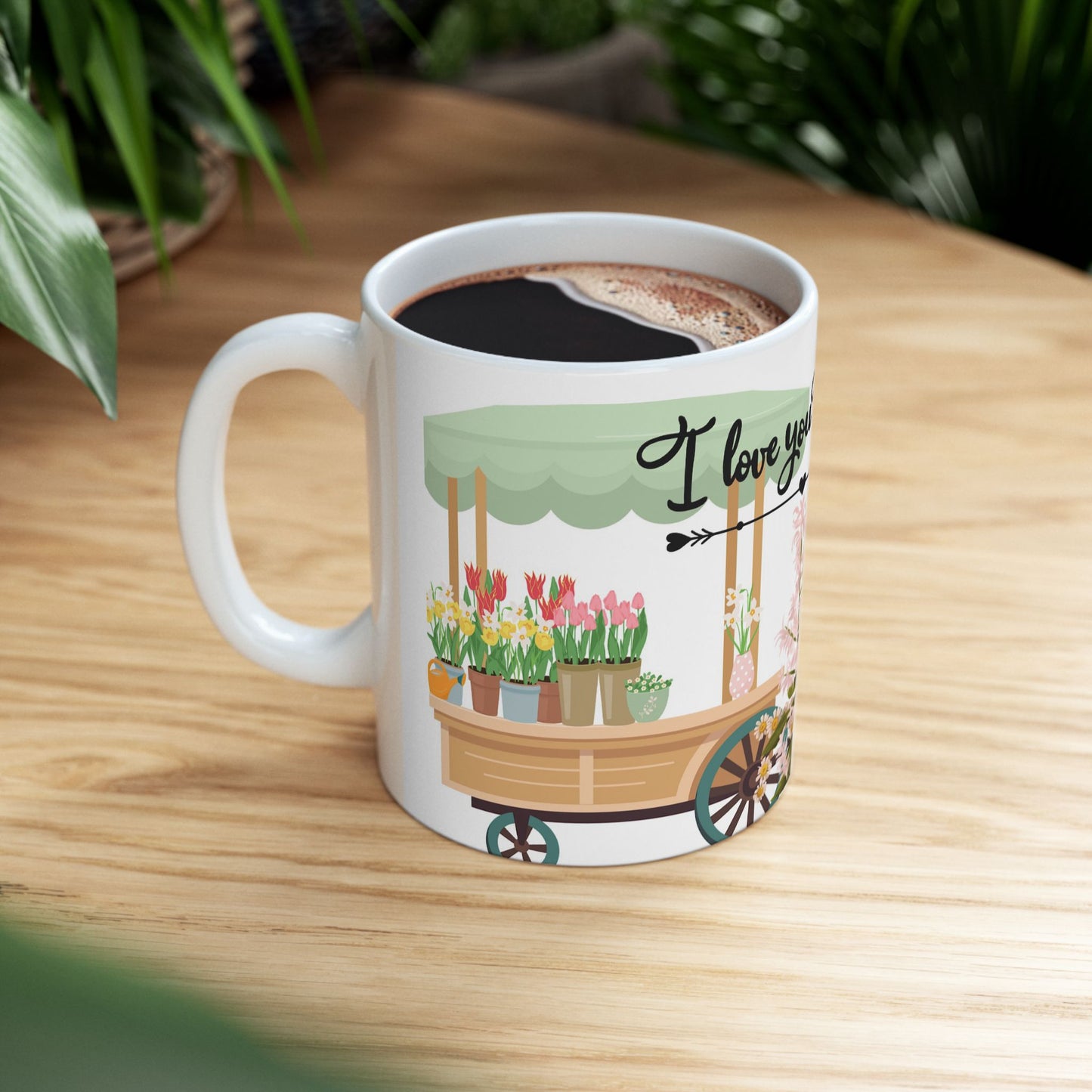 Floral Bouquet Ceramic Mug - 'I Love You Mom' - Perfect Gift for Mother's Day