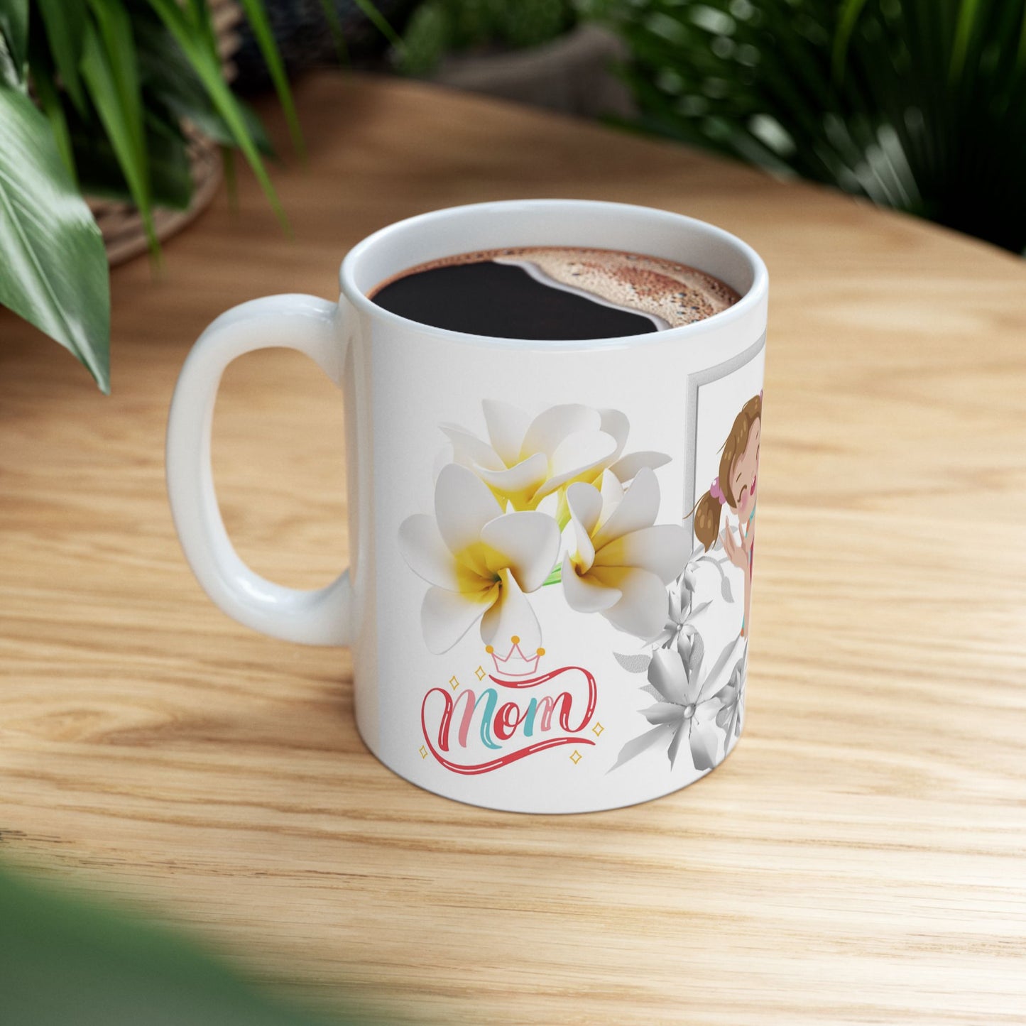 Personalized Mother's Day Ceramic Mug – Floral Design, 11oz