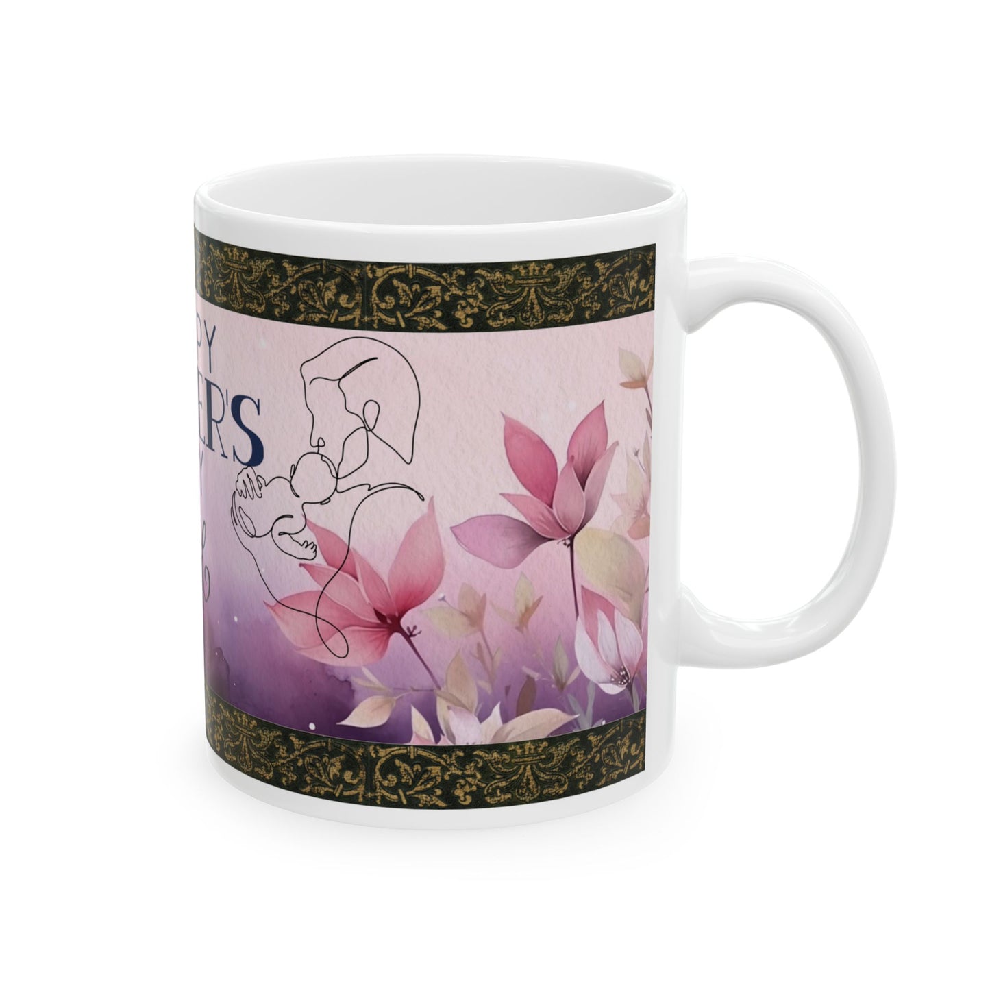 Happy Father's Day Ceramic Mug - Gift for Dad with Floral Design