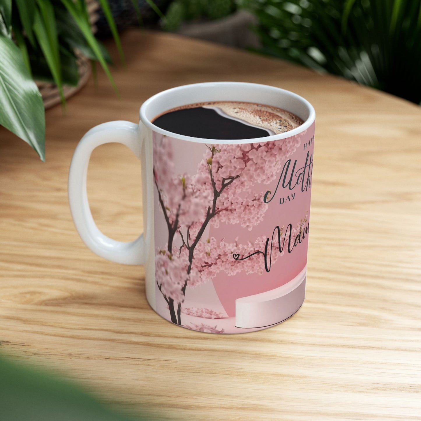 Mother's Day Ceramic Mug - Pink Floral Design for Mama