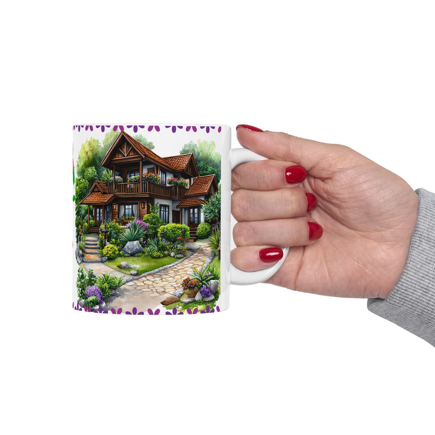 Whimsical Garden Ceramic Mug - 11oz Perfect for Nature Lovers