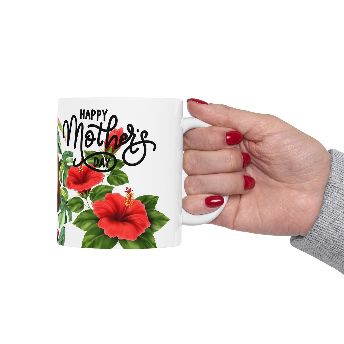 Happy Mother's Day Ceramic Mug - Floral Design, Perfect Gift for Mom