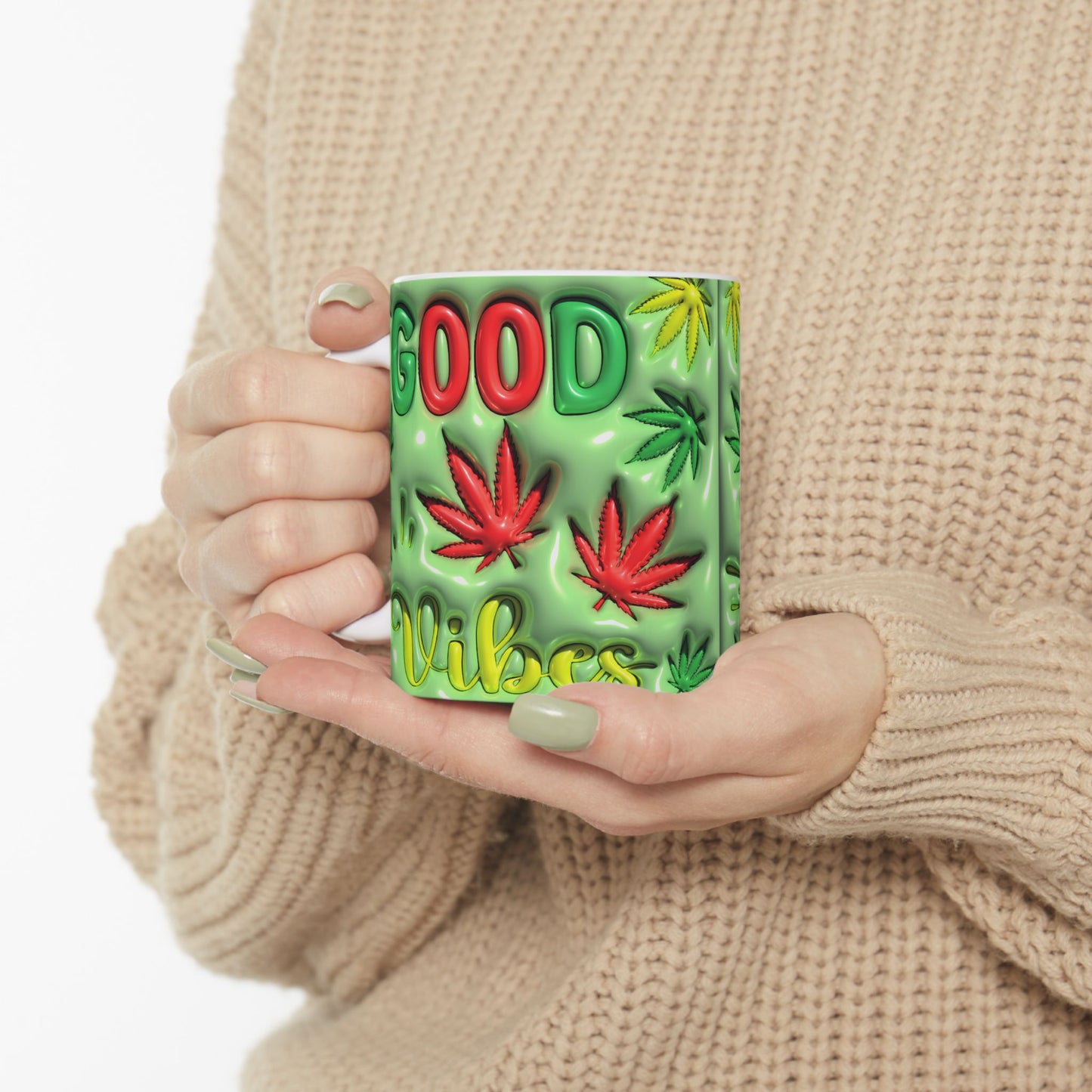 Good Vibes Ceramic Mug - 11oz Perfect for Cannabis Enthusiasts
