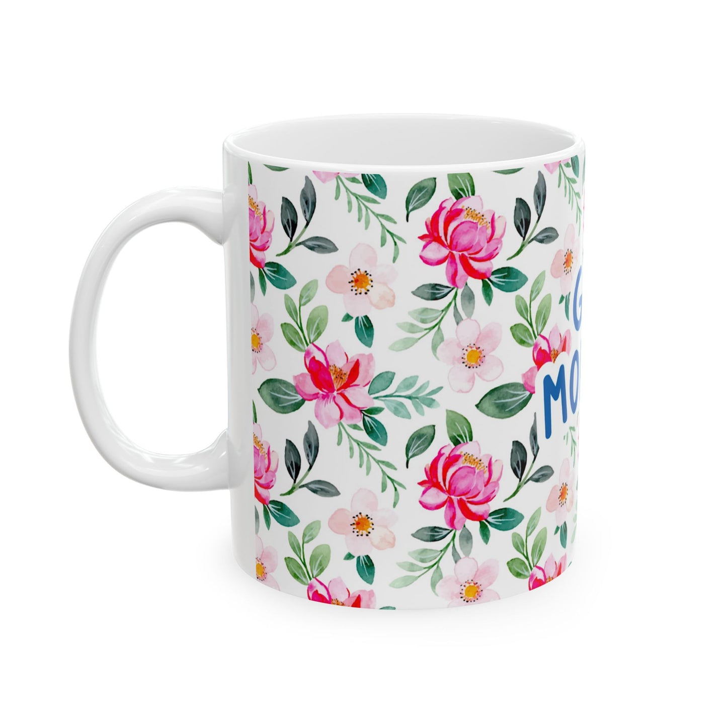 Good Morning Floral Ceramic Mug - 11oz Coffee Cup for Bright Mornings