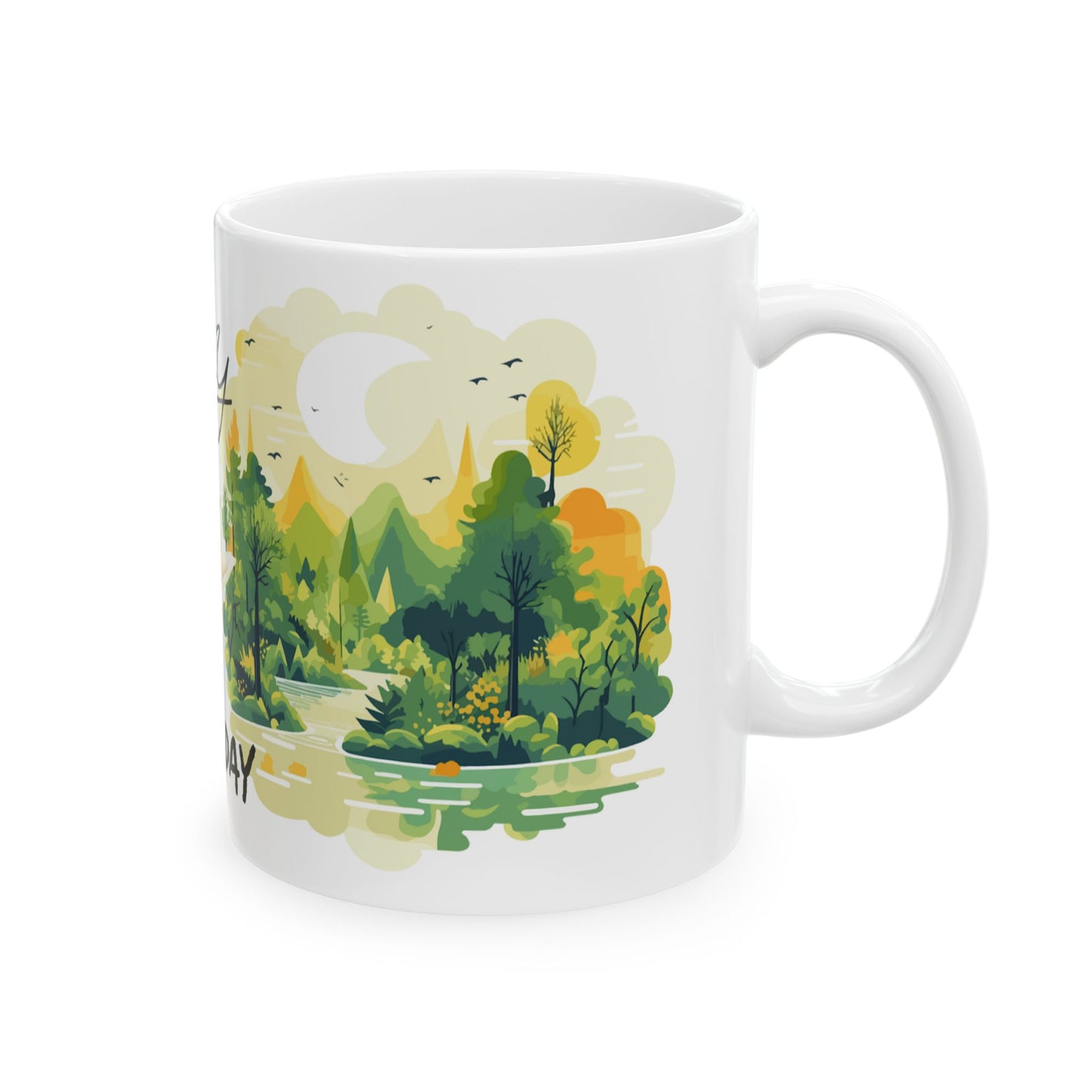 Nature-Inspired Happy Wednesday Ceramic Mug