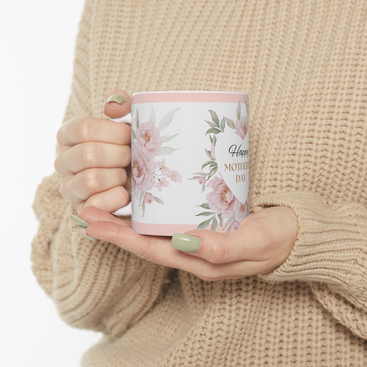 Floral Happy Mother's Day Mug - Elegant Ceramic Coffee Cup