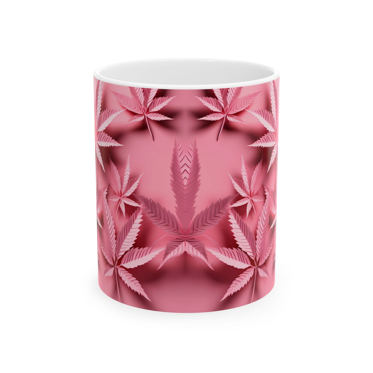Pink Leaf Ceramic Mug Perfect for Coffee Lovers & 420 Enthusiasts