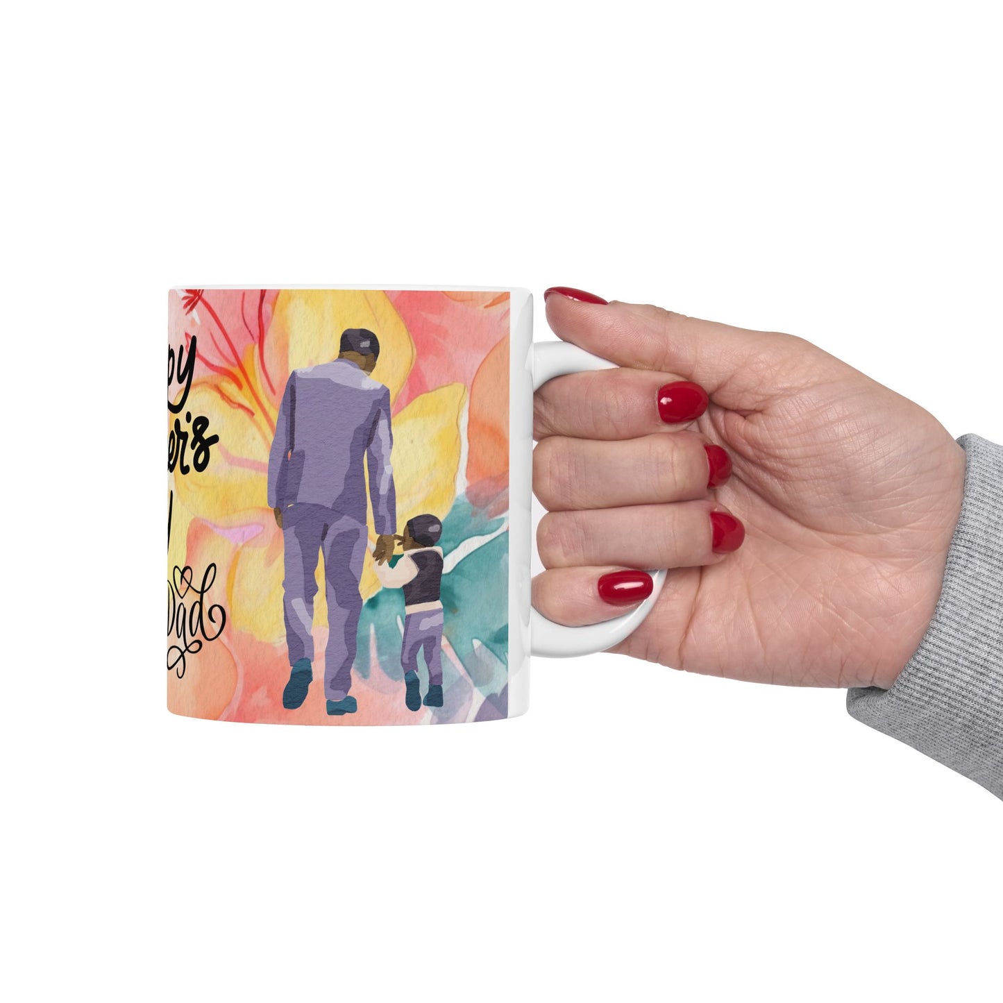 Happy Father's Day Floral Mug Ceramic Coffee Cup for Dad