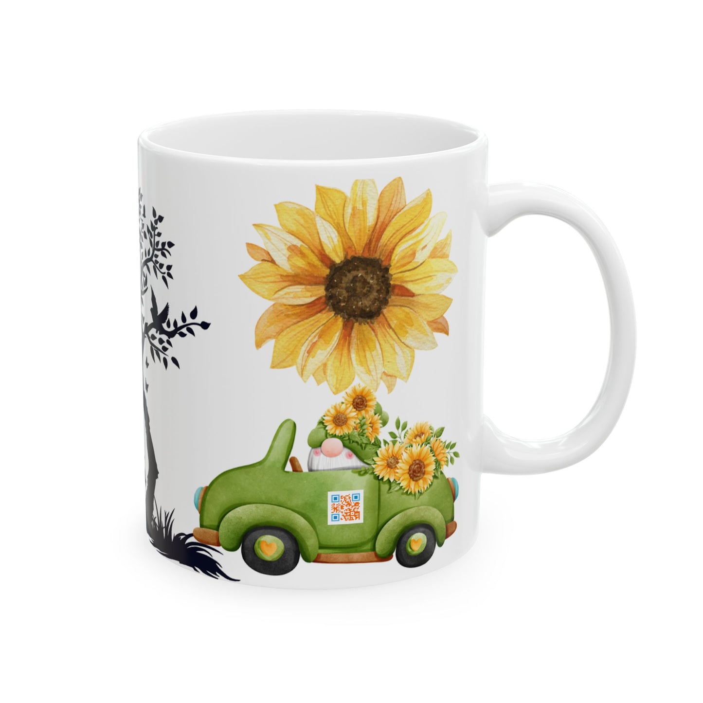 Happy Mother's Day Ceramic Mug - Sunflower Design, Cute Family Illustration - 11oz
