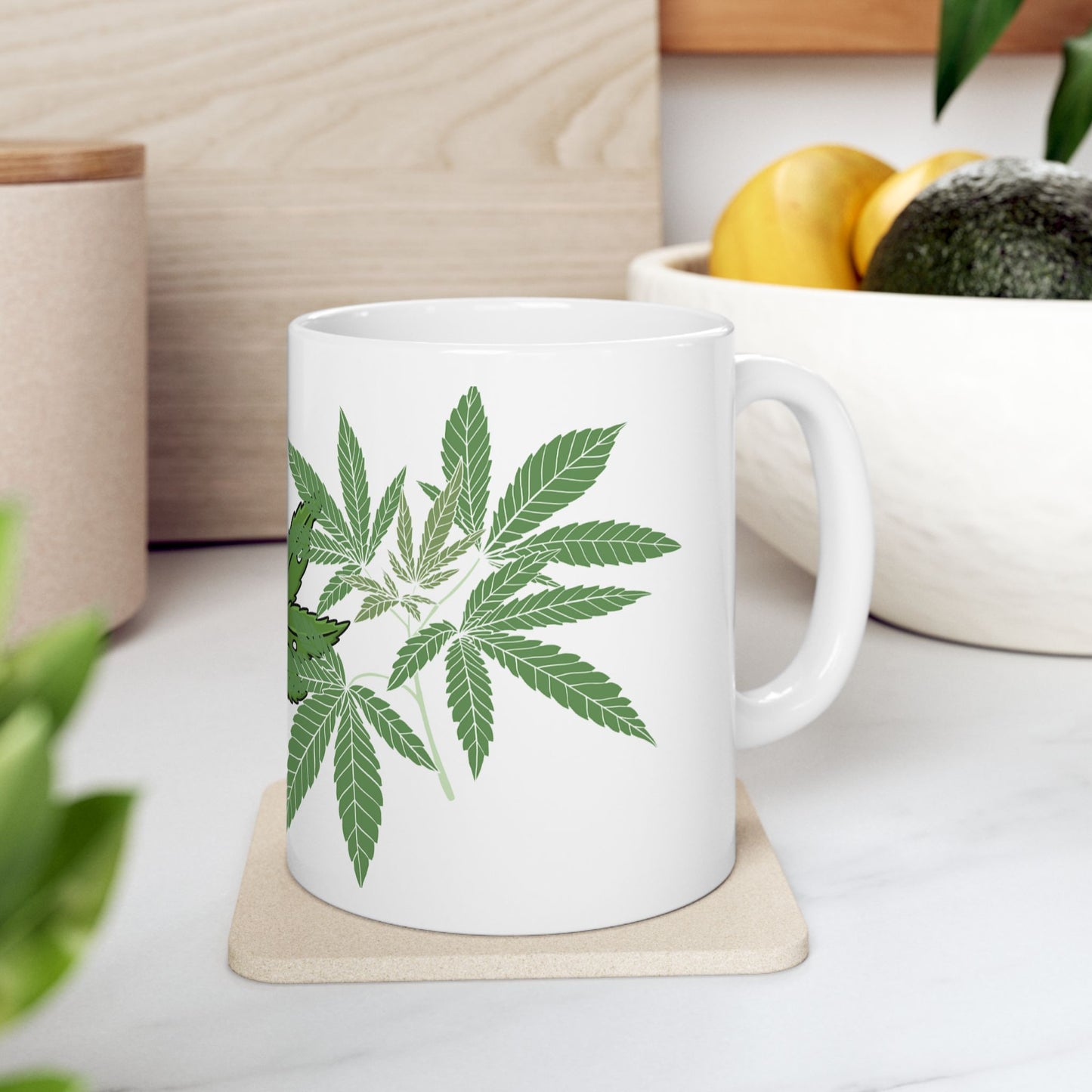 Funny Cannabis Leaf Ceramic Mug - 11oz Perfect Gift for Stoners