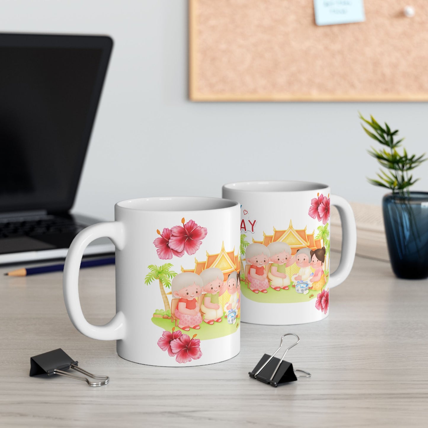 Happy Tuesday Ceramic Mug - Cute Tropical Design for Coffee Lovers