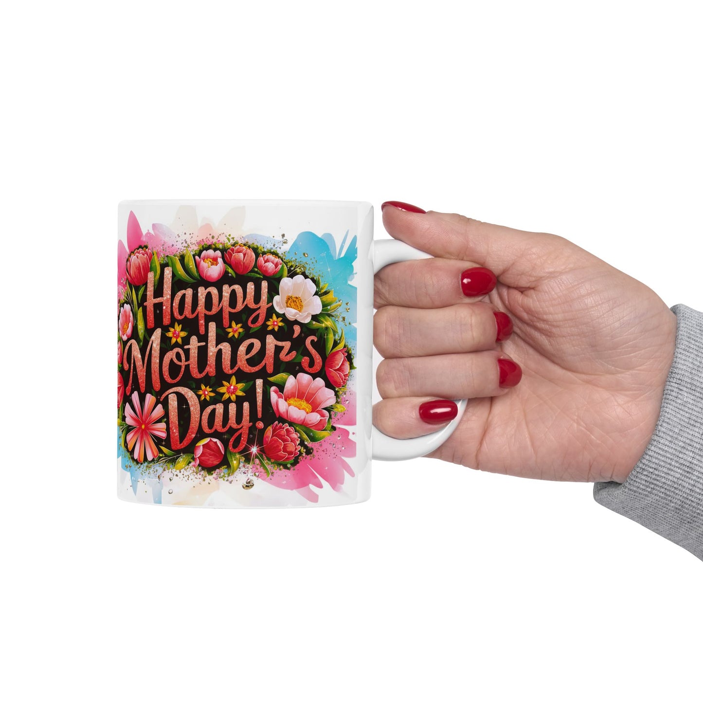 Happy Mother's Day Floral Ceramic Mug - Perfect Gift for Moms