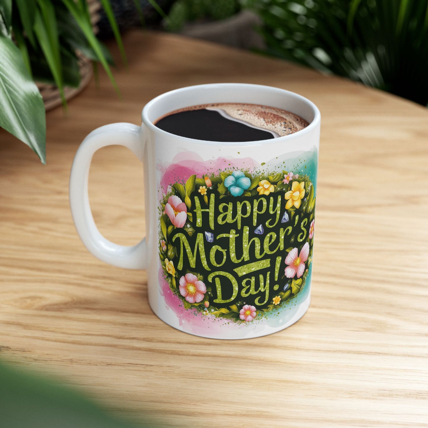 Happy Mother's Day Floral Ceramic Mug - 11oz Perfect Gift for Moms