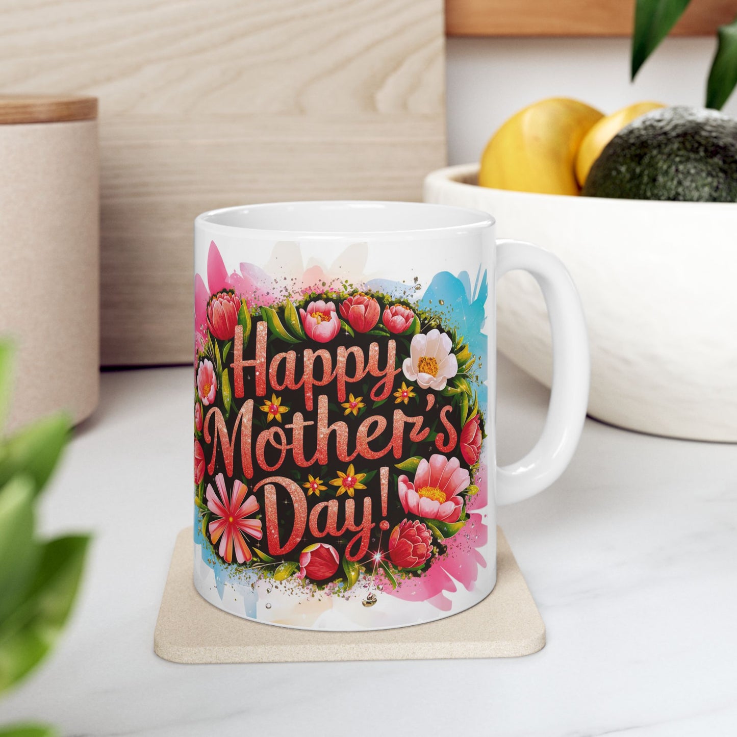 Happy Mother's Day Floral Ceramic Mug - Perfect Gift for Moms
