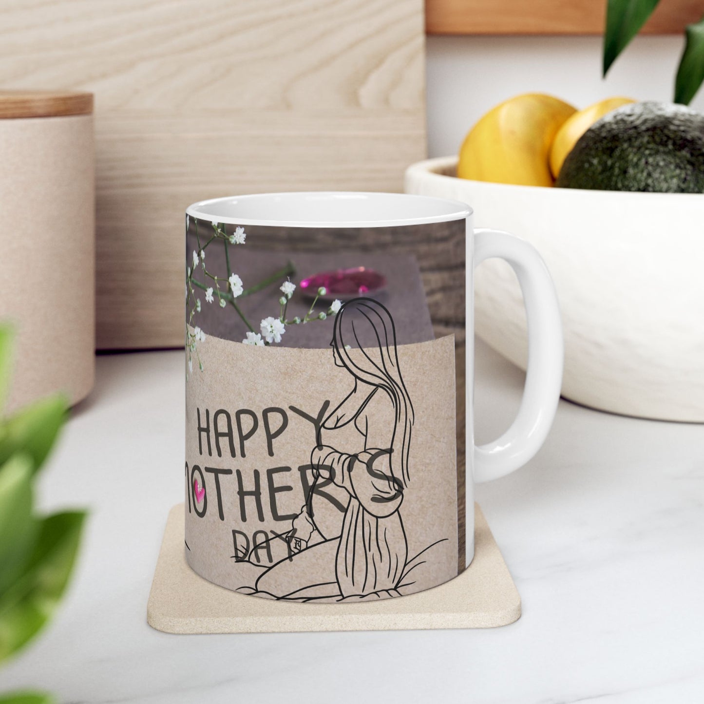 Happy Mother's Day Floral Ceramic Mug - Perfect Gift for Moms