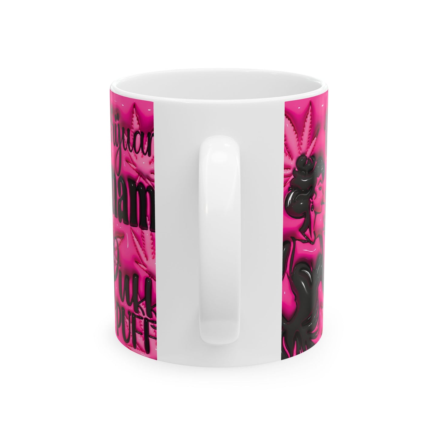 Punk Mama Ceramic Mug - Bold Pink Cannabis Design 11oz