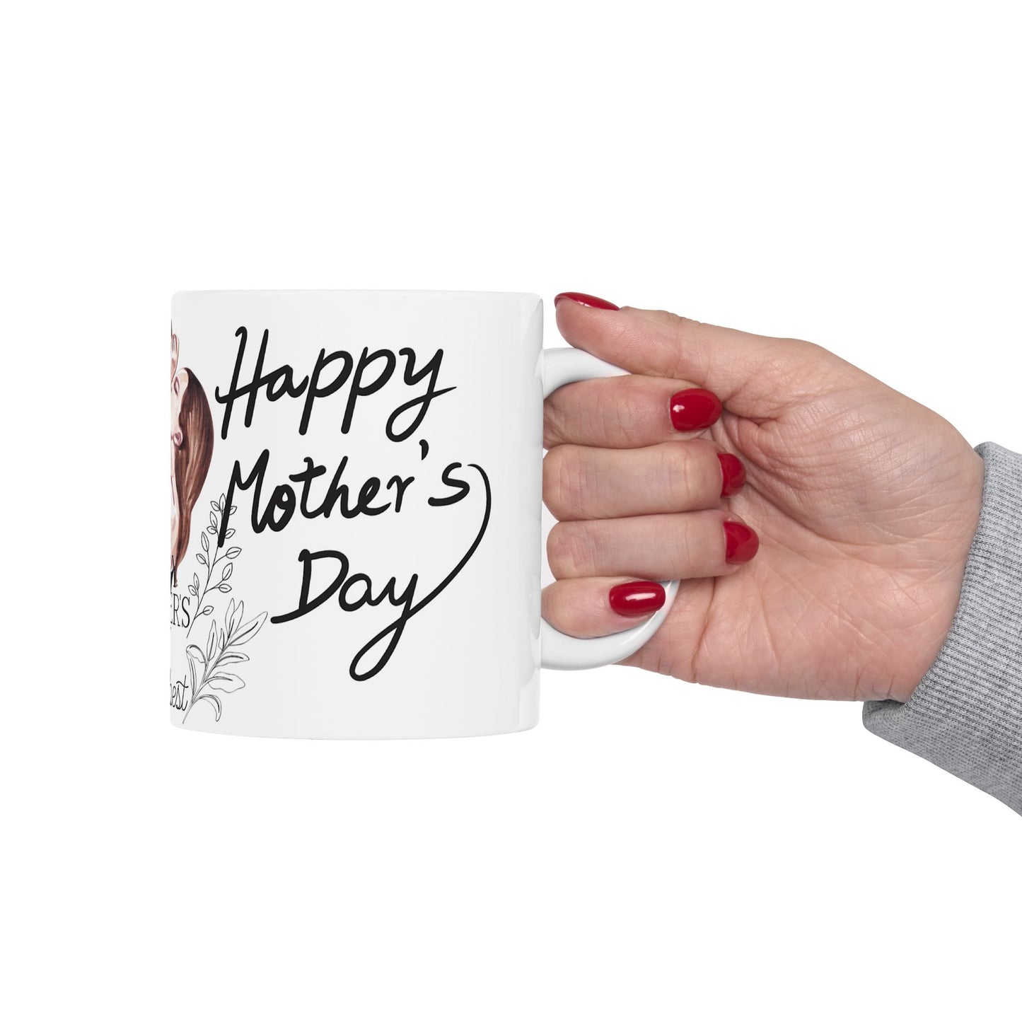 Mother's Day Ceramic Mug - Floral Design - Gift for Mom